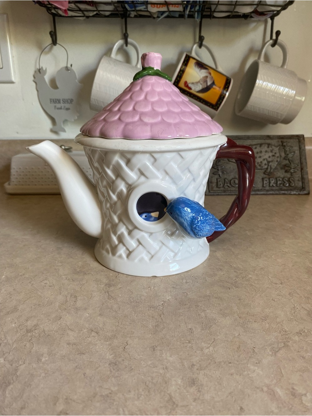 Vintage Teleflora Birdhouse Flower Teapot Collectible Teapot Cottagecore Decor